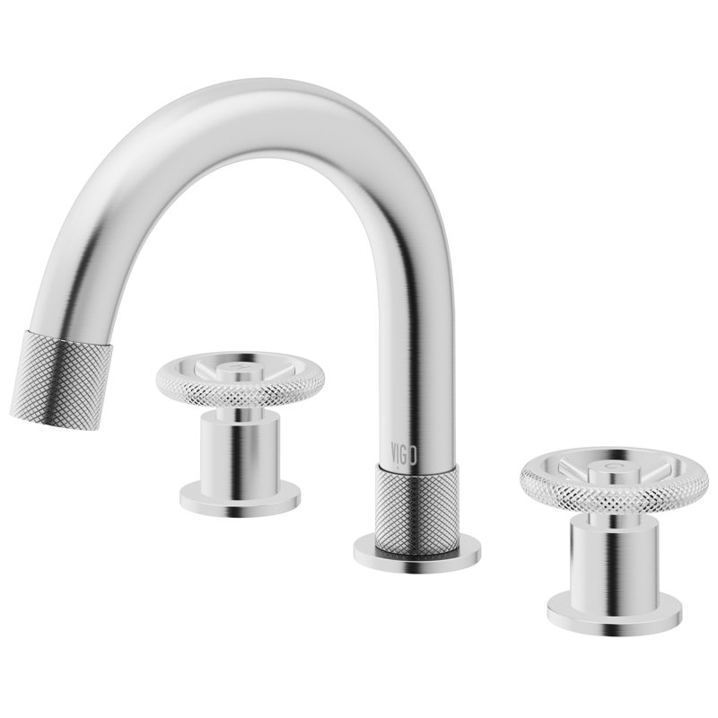 Wythe Widespread 3-Hole Bathroom Faucet, 2-Handle High Arc With Wheel Knob Handles In Brushed Nickel, Brushed Nickel