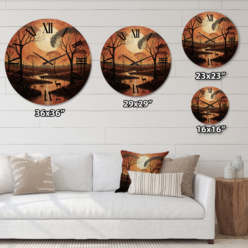 Horloge murale en bois massif Neco, Grand