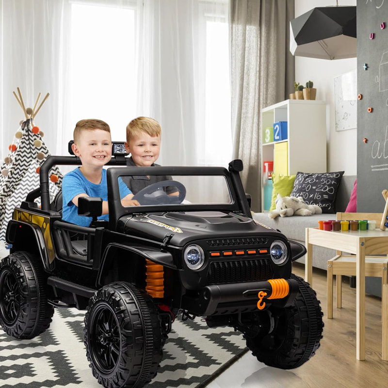 Chariot électrique 24V pour enfants avec télécommande, Noir