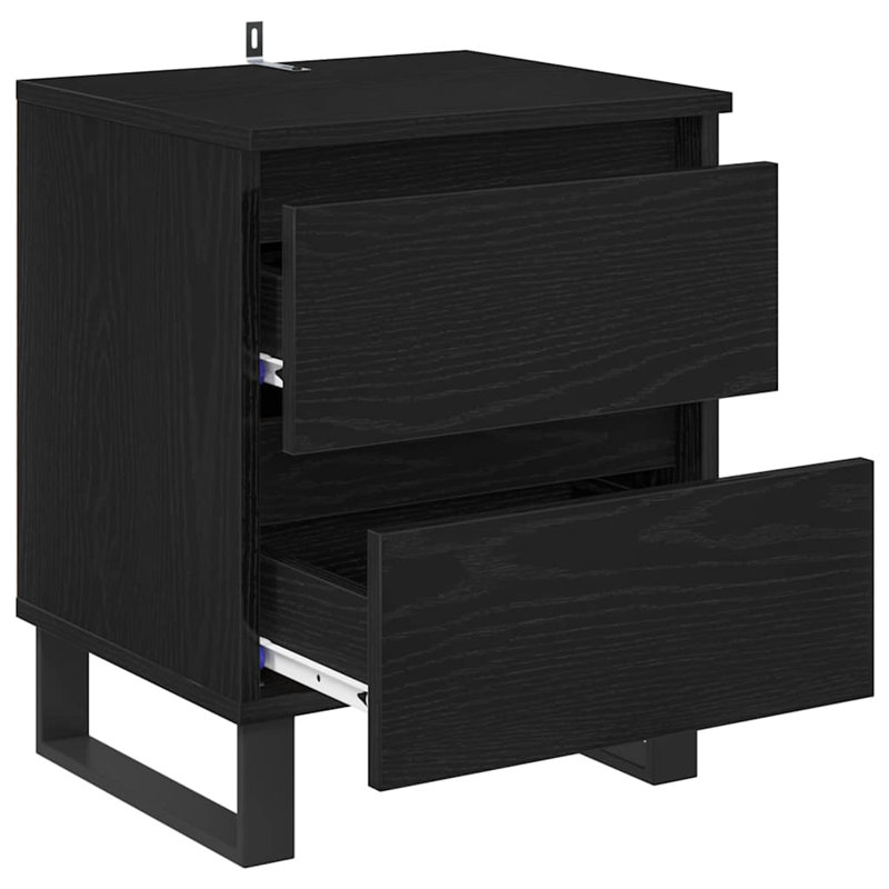 40 cm W Bedside Table, Black Oak