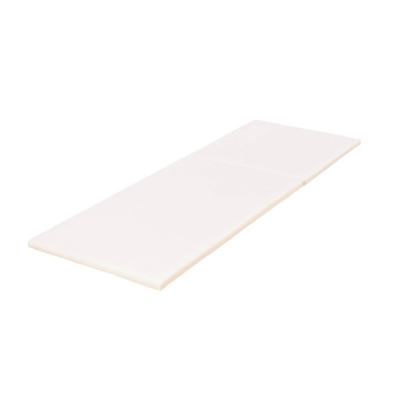 2" Thick Cream Waterproof 2-Section Foldable Chaise Lounge Cushion, Cream
