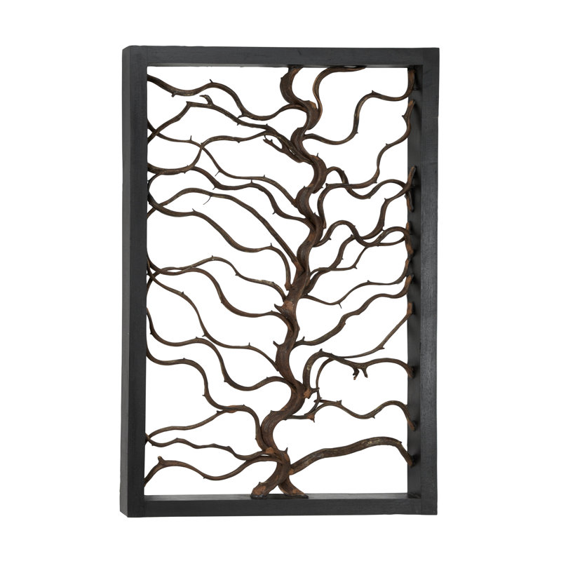 Décoration murale rectangulaire en bois et teck