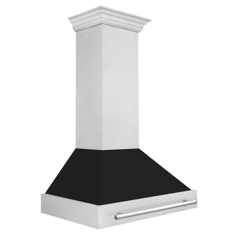 ZLINE 36 po. Hotte de cuisine murale en acier inoxydable satiné avec coque et poignée en acier inoxydable