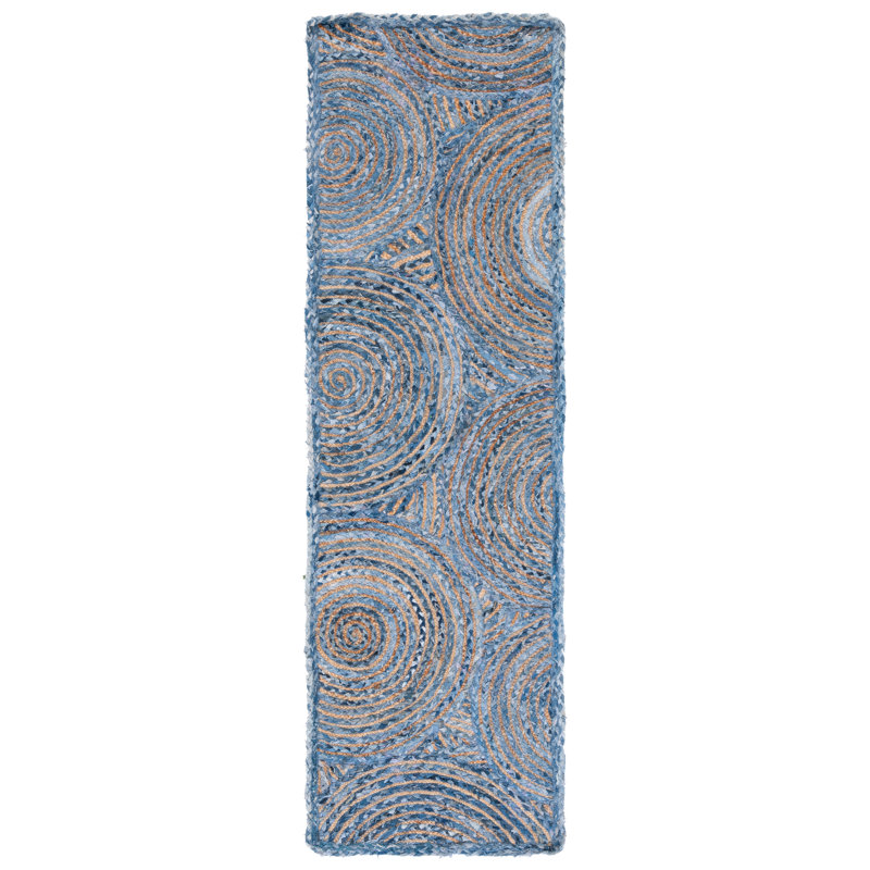 Glowacki Hand-Woven Flatweave Blue/Gray Area Rug, Runner 2'3" x 8'
