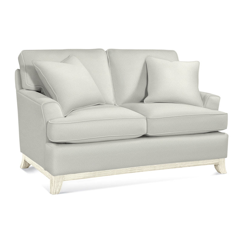 Causeuse rembourrée Oaks Way, Finition blanc givré antique, Rayures bleues / beiges 0209-61