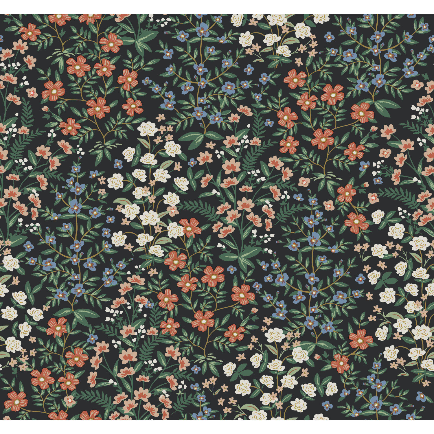 Wildwood Garden Wallpaper Roll, Black/Red
