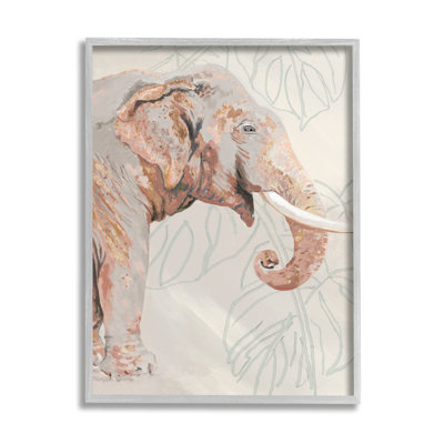 Éléphant et feuilles tropicales par Patricia Pinto