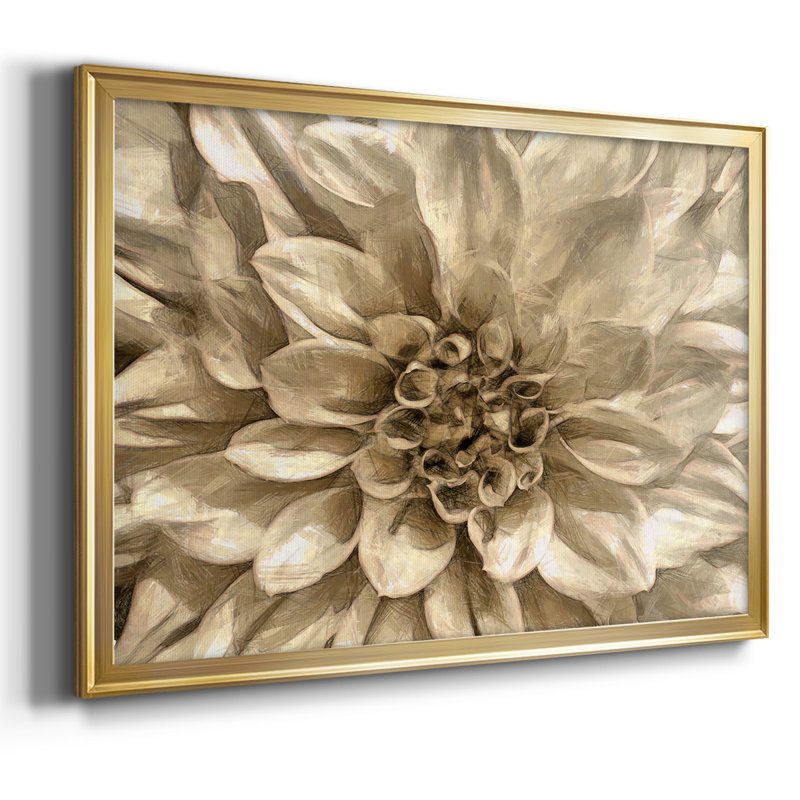 Neutral Wall Flower I, reproduction d'art sur toile, Or, H 14 po x l 20 po x P 1,5 po