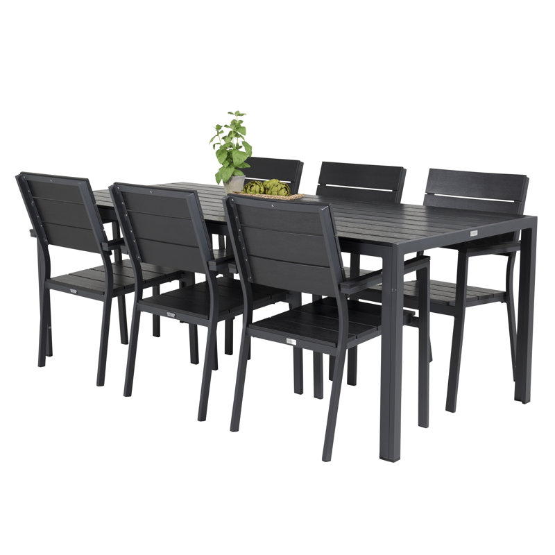Hiran 6 - Person Patio Dining Set with Rectangular Table