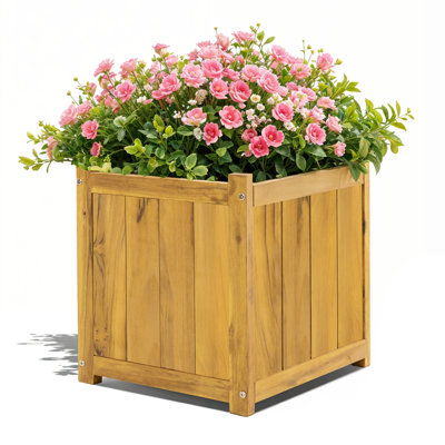 Boîte à fleurs carrée en bois d'acacia, lit de jardin surélevé pour plantes d'extérieur