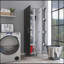 Armoire de nettoyage avec cinq tablettes et porte-balais, noir / blanc-1112788719