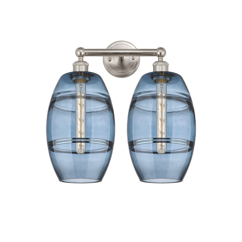 Kusham 2 - Light Dimmable Vanity Light, Satin Nickel, Princess Blue