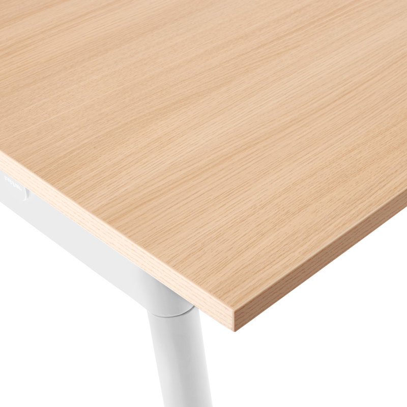 Series A Metal Base Writing Desk, Natural Oak/White, 47"L x 27"D x 29"H
