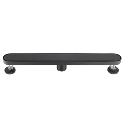 FINE FIXTURES Drain de douche linéaire de 36 pouces, insert et grille 2-en-1, bord arrondi, acier inoxydable de calibre 10, sortie centrale, crépine incluse