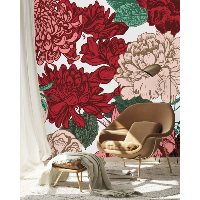 Peel & Stick Floral Wall Mural, 100" W x 8.33" L