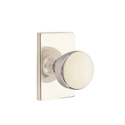 Ensemble de mortaise intérieure Emtek Passage avec rosette rectangulaire moderne et bouton Laurent (LH)