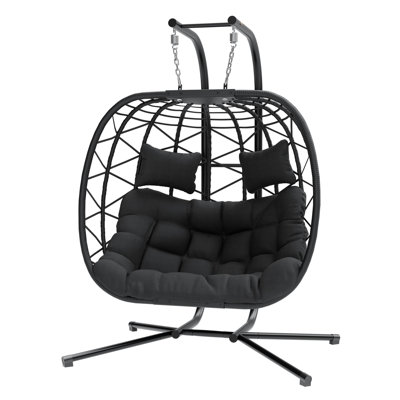 Jitka 2 Person Egg Chair with Stand, Outdoor Swing Chair