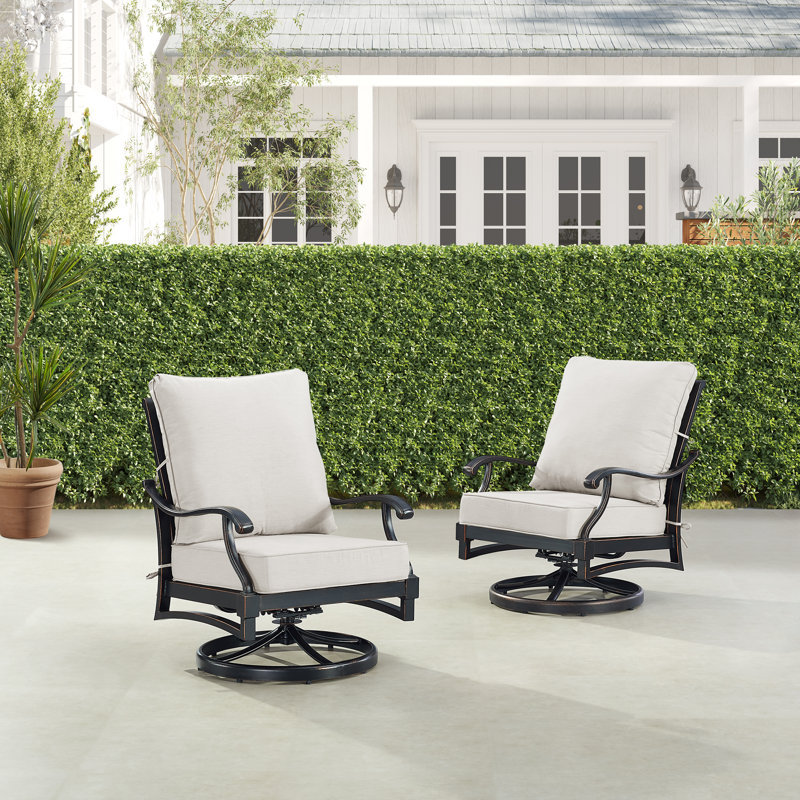 Clarissa Swivel Aluminum Outdoor Lounge Chair, Light Gray