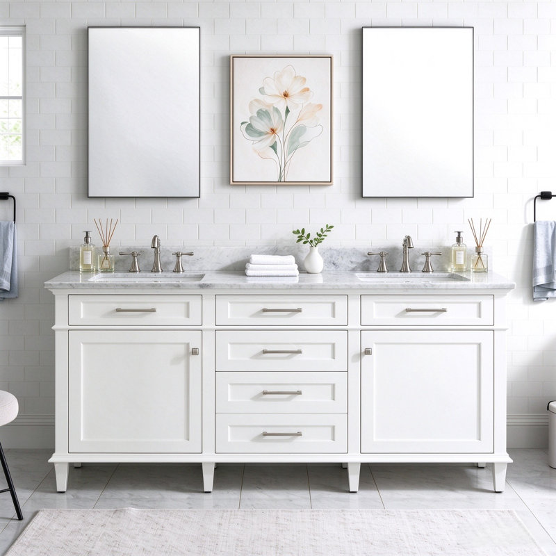 Ensemble de meuble-lavabo double 72 po Danbury, Blanc