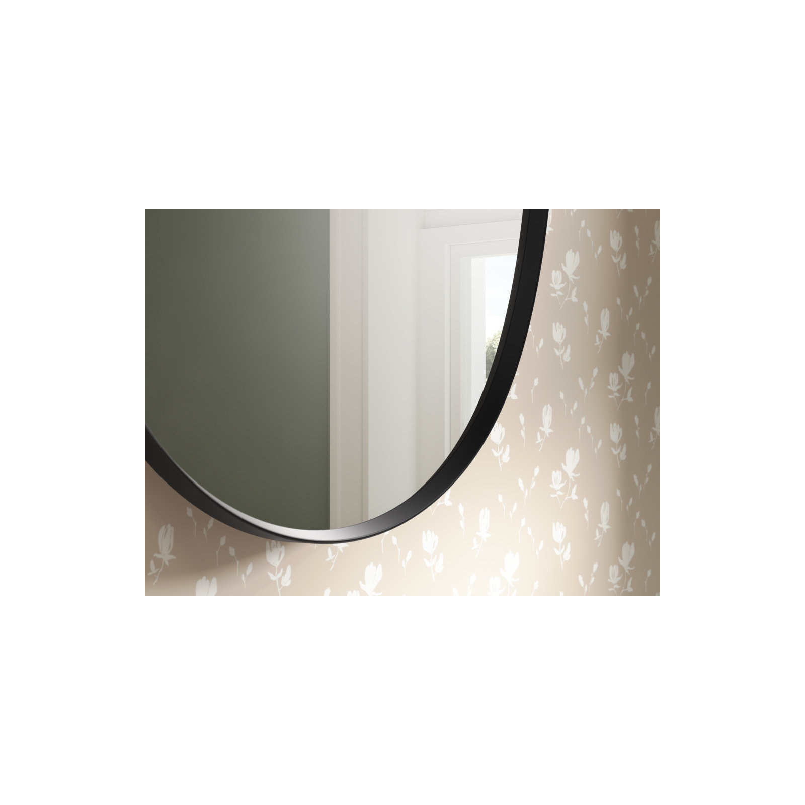 Verdera 24 in x 34 in Oval Framed Medicine Cabinet, Surface Mount or Recessed, Matte Black