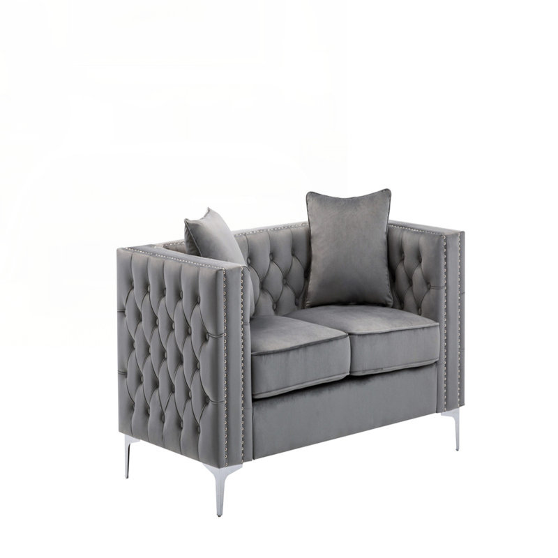 Causeuse en velours gris Lorreto