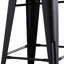 Tabouret de bar 24 po en métal de style rustique rustique avec dossier, tabouret de bar de cuisine, construction légère et robuste, ensemble de 4 - noir mat