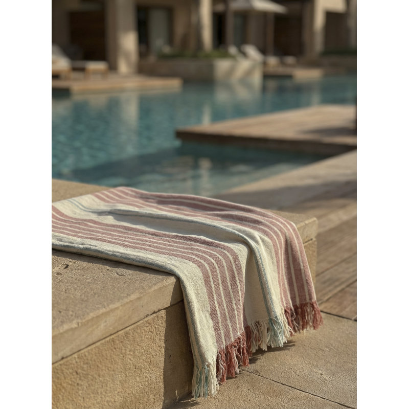 Green Newport Stripe Turkish Cotton Towel, Red