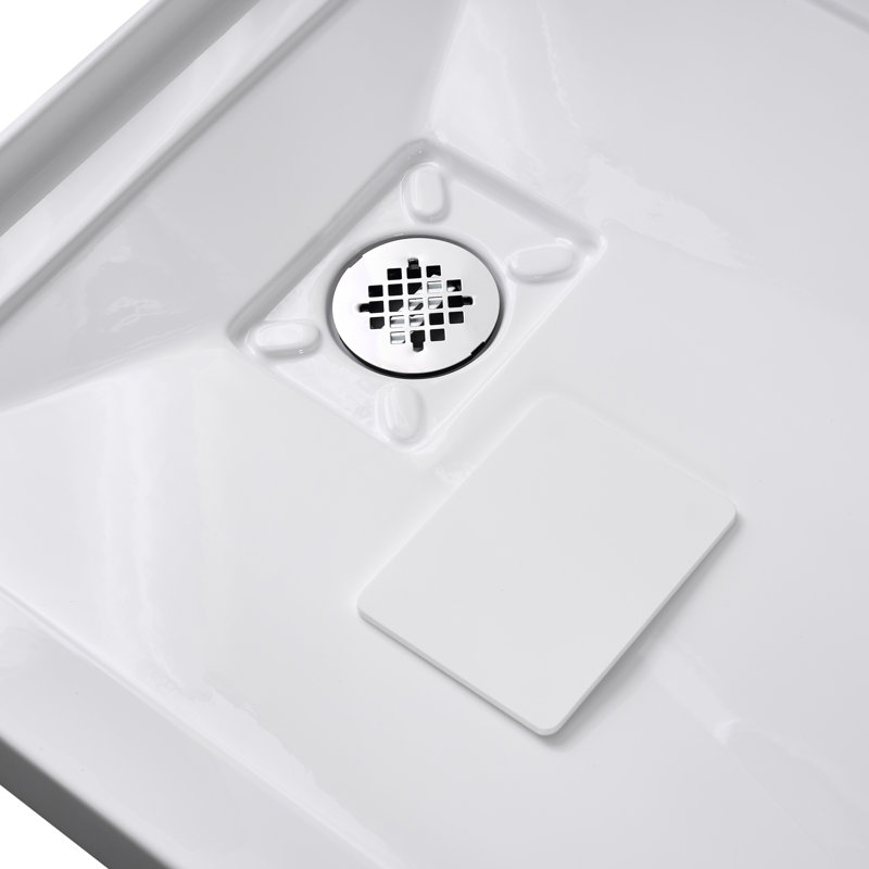 60 in. x 36 in. Alcove Acrylic Shower Base in Glossy White With Left Drain, Drain Included, Glossy White 