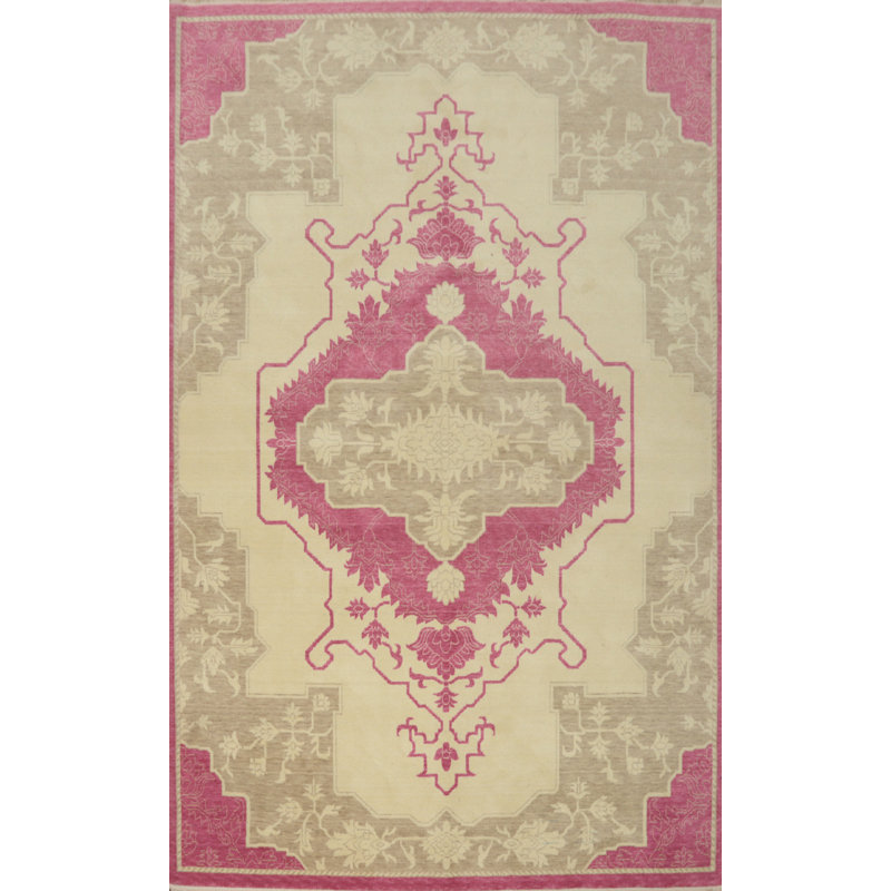 Tapis géométrique en laine Oushak 6 x 9