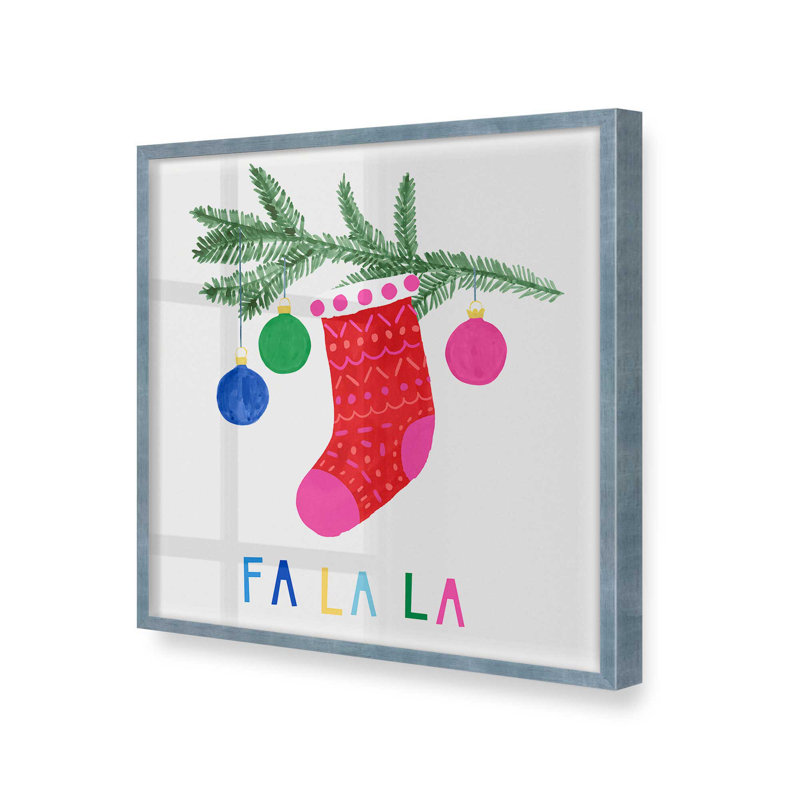 Chaussette de Noël joyeuse «I Print», H 13,5 po x l 13,5 po, Cadre simple électrique ciel électrique, bois ma