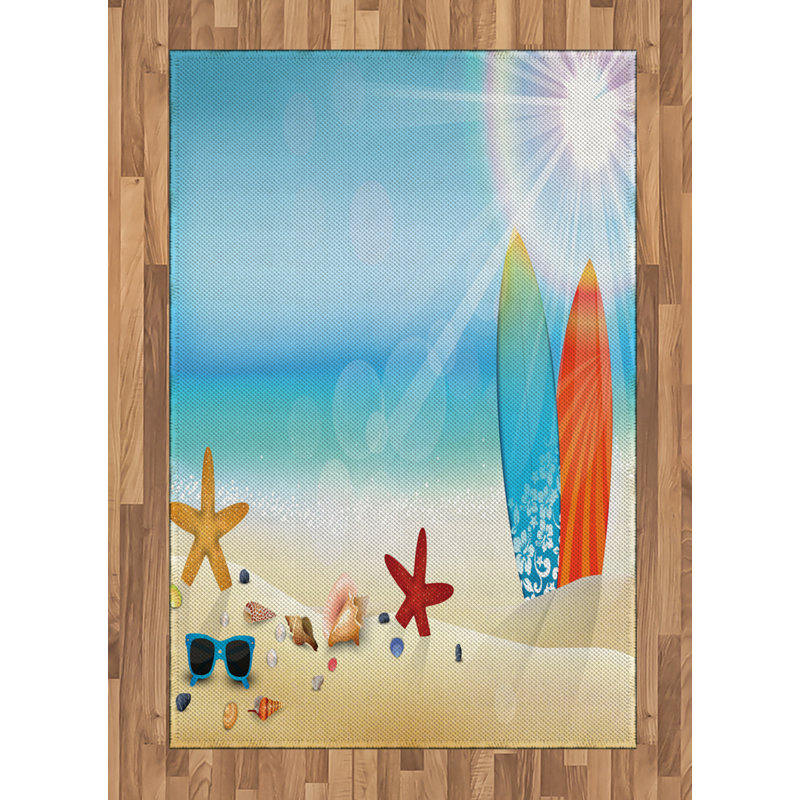 Summer High Density Long Fiber Poly Threads Decorative Area Rug Carpet, Rectangle 4' x 5'8"