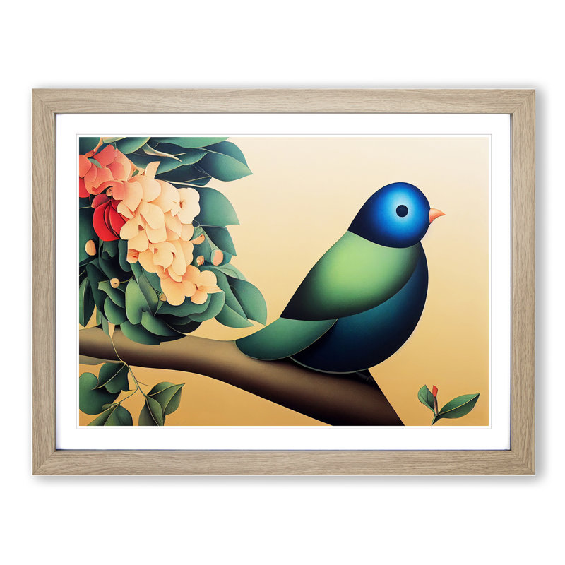 Epic Bird - Single Picture Frame Print, 25cm H x 34cm W x 2cm D, Oak