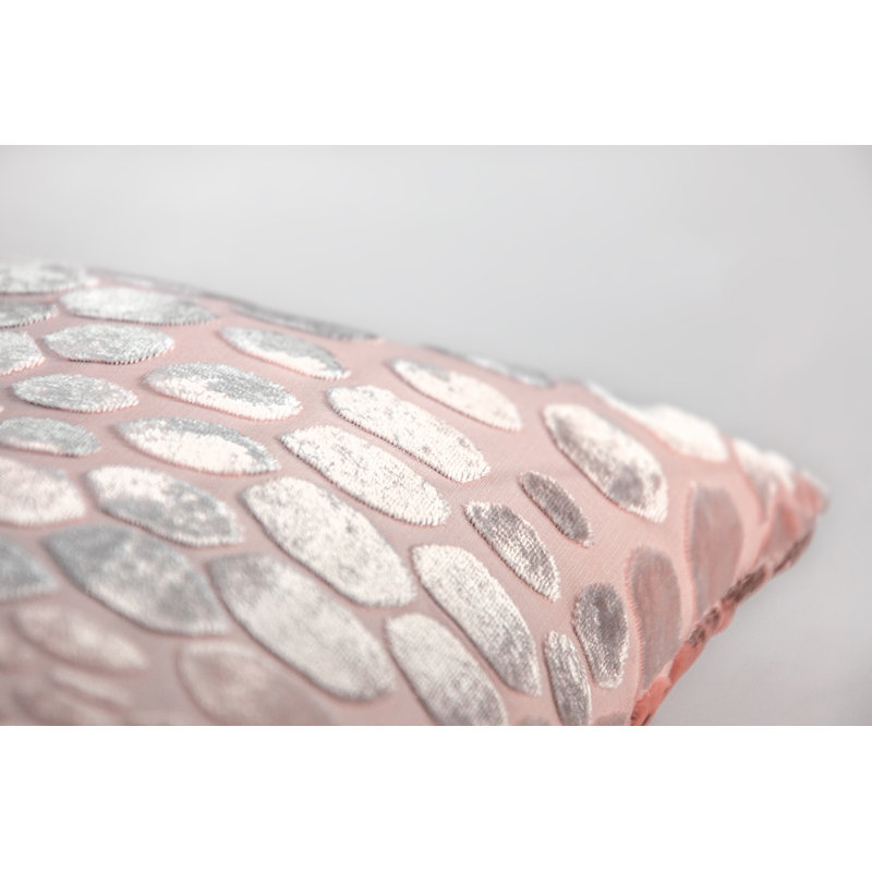 Snakeskin Square Velvet Pillow Cover & Insert, 22"H x 22"W, Blush