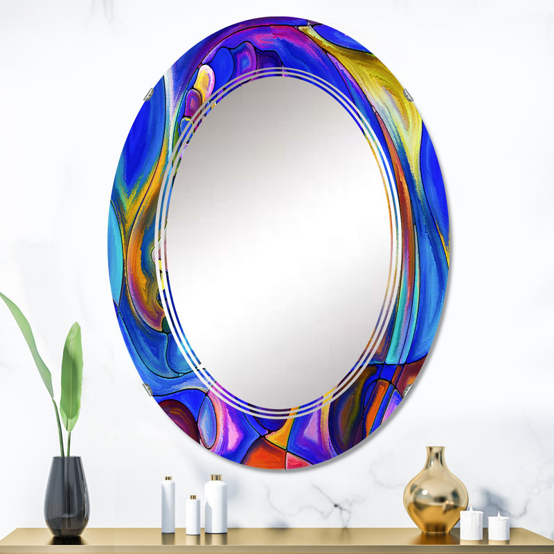 Série Life Geometrie Interplay Of profils humains - Miroir mural moderne ovale, 36 po x 24 po