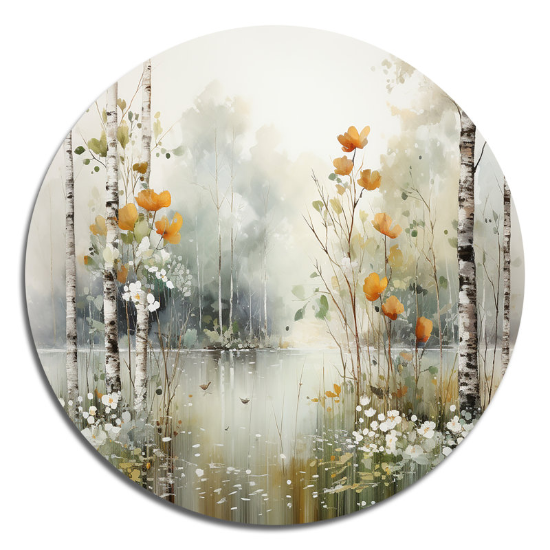 Gyselle - Paysages d'art rond en métal, H 23 po x l 23 po
