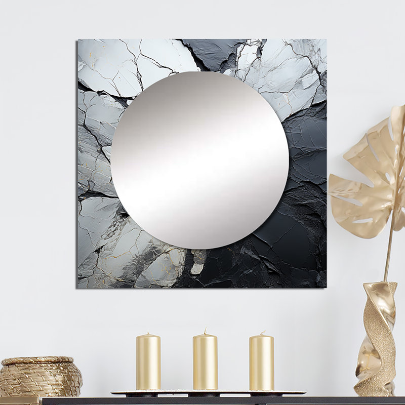 Huxen - Grand miroir carré en pierre spirituelle pour décoration murale, 23 po x 23 po