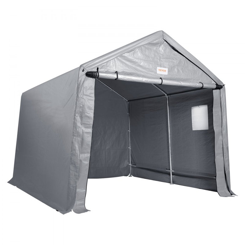 Heavy Duty 7 ft. W x 12 ft. D Polyethylene Portable Storage Shed, 91.2" H x 168" W x 120" D