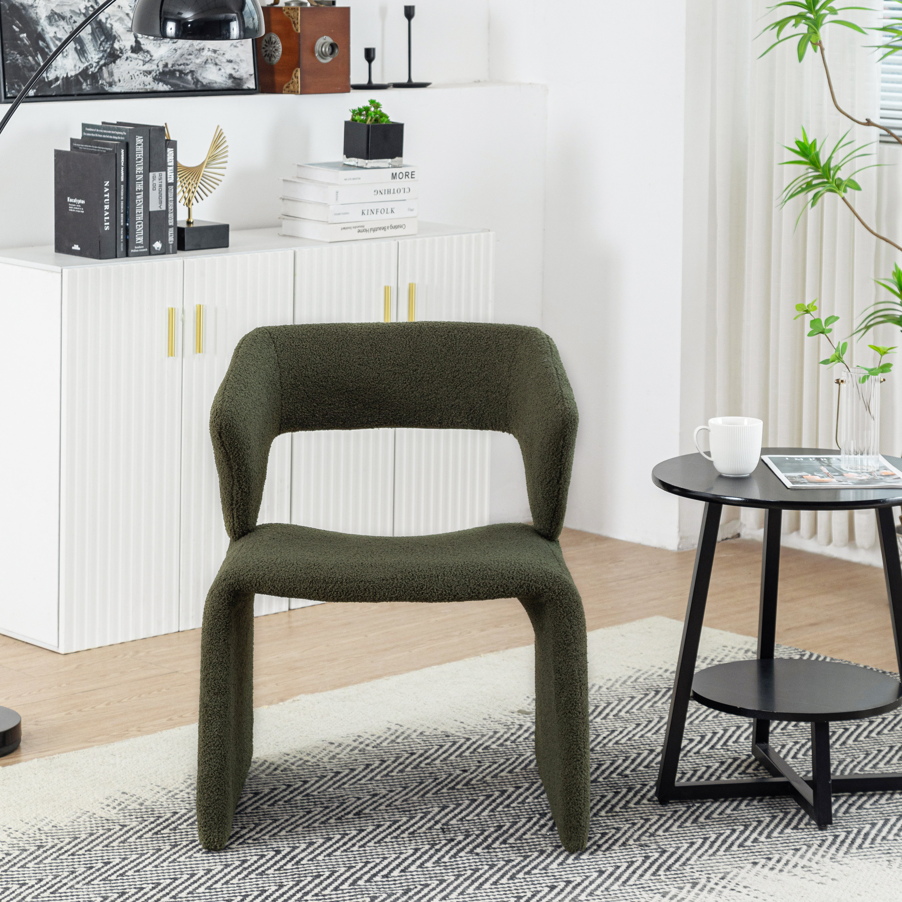 Kenidee Modern Sherpa Accent Chair Teddy Upholstered Arm Single Sofa Cozy Fluffy Reading Chair for Living Room Bedrooms Corner Latitude Run Fabric