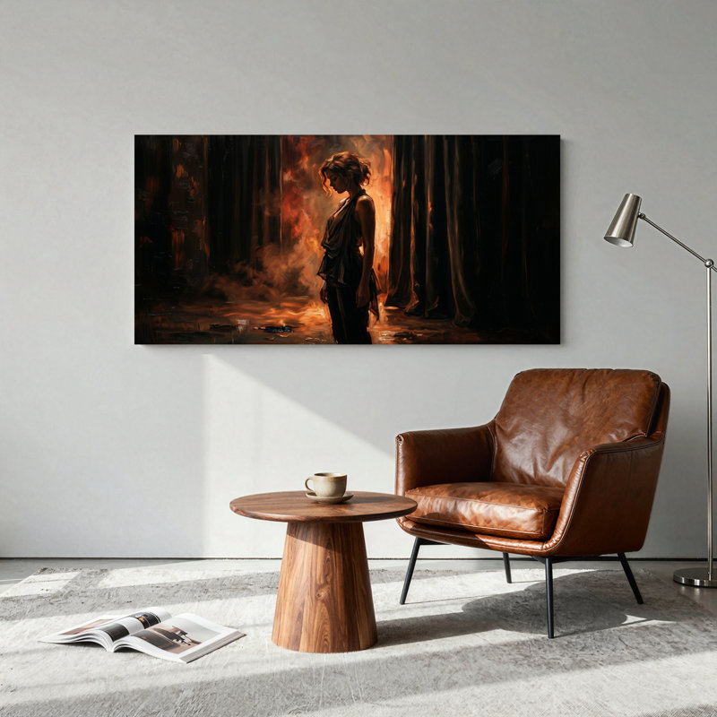 Ensemble de 1 tableau sur toile « Feu de forêt », 40“W x 20”H, Toile tendue