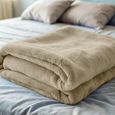Ultra Soft Plush Faux Fur Reversible Fleece Blanket