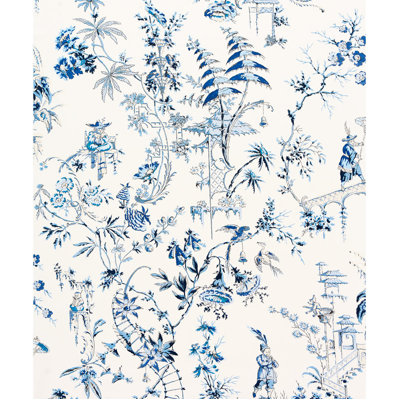 Tissu 100% coton Oriana Nanjing, Bleu porcelaine