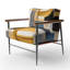 Fauteuil rembourré gris et jaune Kycia