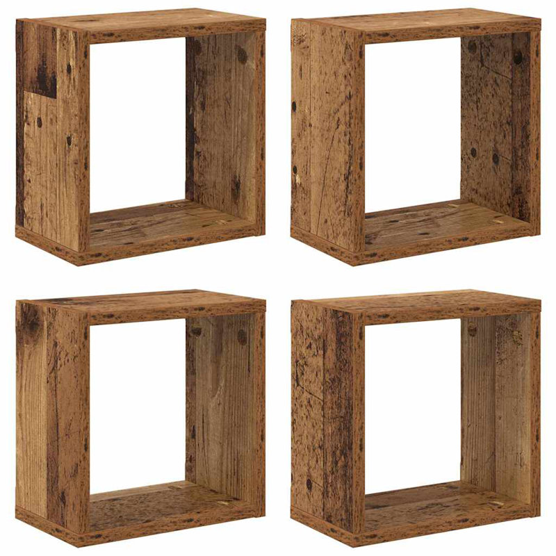 Wall Shelves 4 Pcs 26 X 15 X 26 Cm Engineered Wood, Old Wood
