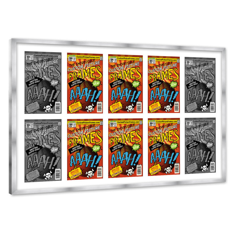 Cadre photo collage, Argent / blanc, 7,25 po x 10,5 po, 44" x 25.75"