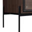 Armoire à DEL avec porte en verre trempé. Moderne minimaliste pour le salon, le bureau et le bureau. 4 tablettes réglables, 2 tiroirs, pieds en métal, présentoir lumineux noir et noyer foncé trempé. Style-357463503