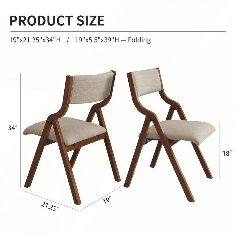 Chaise rembourrée pliante pour salle à manger, Taupe
