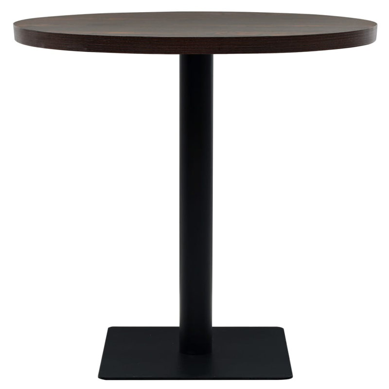 Bistro Table Kitchen Bar Table Dining Room Table MDF and Steel Round, 29.5" H x 31.5" L x 31.5" W, Dark Ash