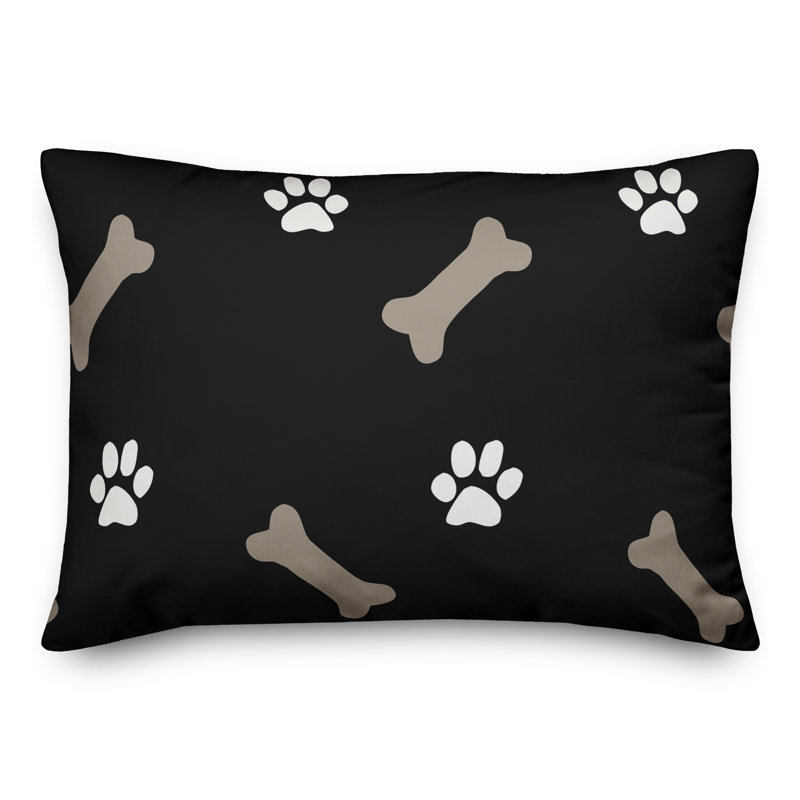 Black Bones and Paws 20" x 14" Indoor/Outdoor Pillow