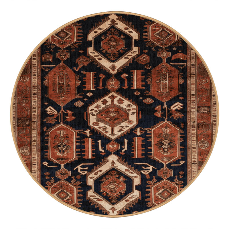 Tapis brun lavable à la machine, Rond 4 pi