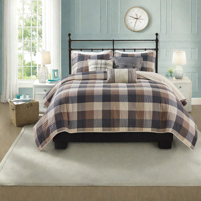 Herringbone Polyester Bedding Set, Farmhouse Style, King Size